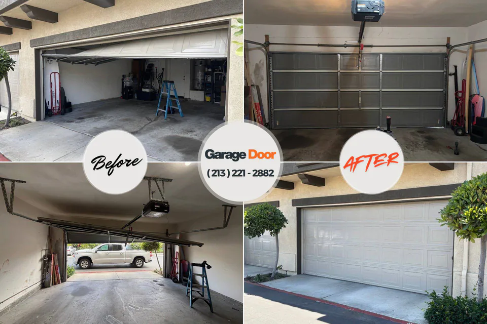 Before and after: garage door repair Otterbein, IN